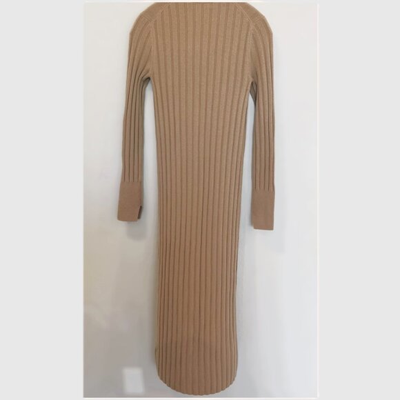NORDSTROM SIGNATURE Cashmere Blend Cardigan Camel Ribbed Long Size XS - Picture 8 of 12